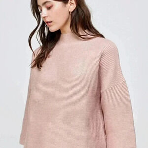 Ellison light pink lightweight mock  neck wide sleeve sweater L